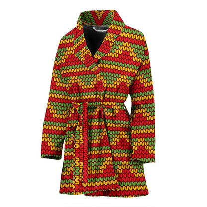 Rasta Reggae Color Print Women Bath Robe-JTAMIGO.COM