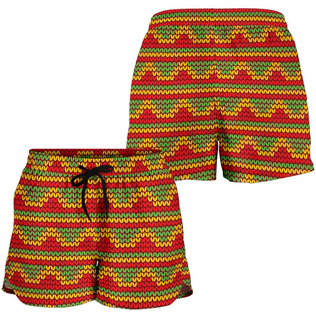 Rasta Reggae Color Print Women Shorts-JTAMIGO.COM