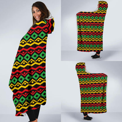 Rasta Reggae Color Themed Hooded Blanket-JTAMIGO.COM