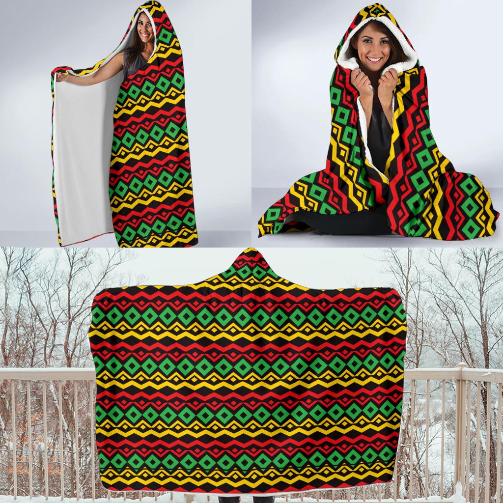 Rasta Reggae Color Themed Hooded Blanket-JTAMIGO.COM