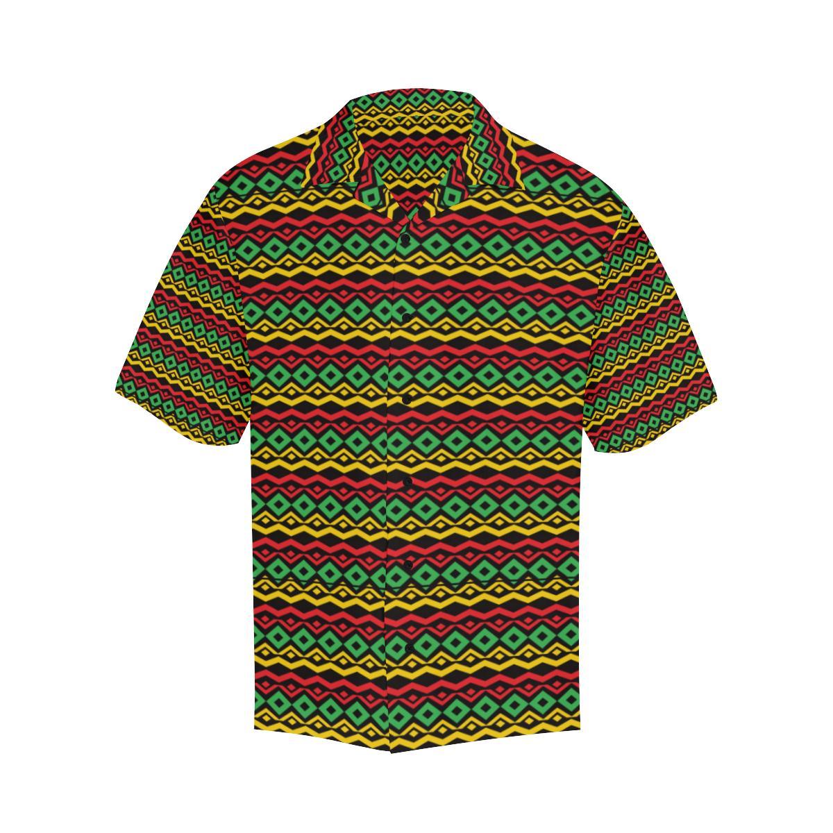 Rasta Reggae Color Themed Men Aloha Hawaiian Shirt