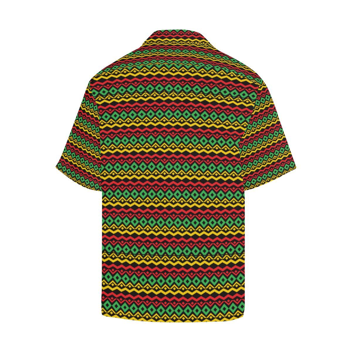 Rasta Reggae Color Themed Men Aloha Hawaiian Shirt