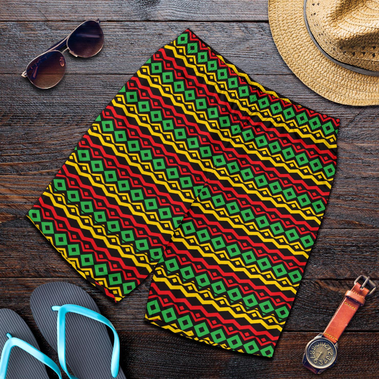 Rasta Reggae Color Themed Mens Shorts-JTAMIGO.COM