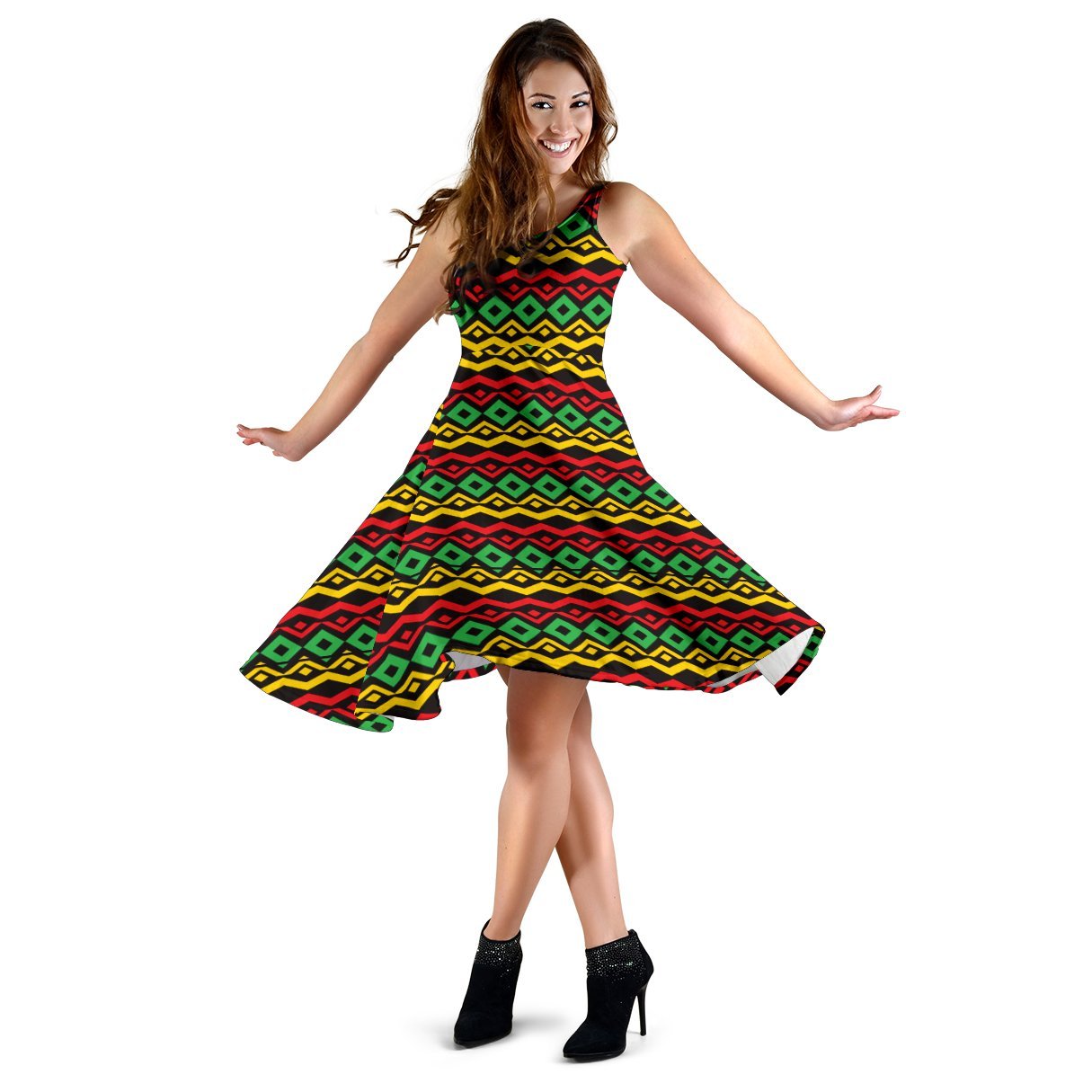 Rasta Reggae Color Themed Sleeveless Dress