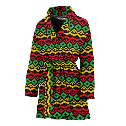 Rasta Reggae Color Themed Women Bath Robe-JTAMIGO.COM