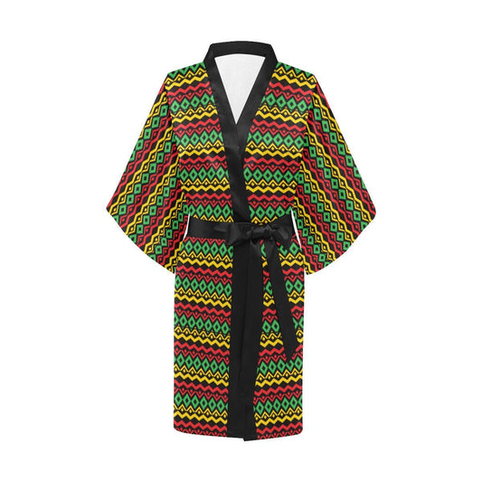Rasta Reggae Color Themed Women Short Kimono Robe
