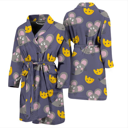 Rat With Cheese Pattern Print Design 01 Men Bathrobe-JORJUNE.COM