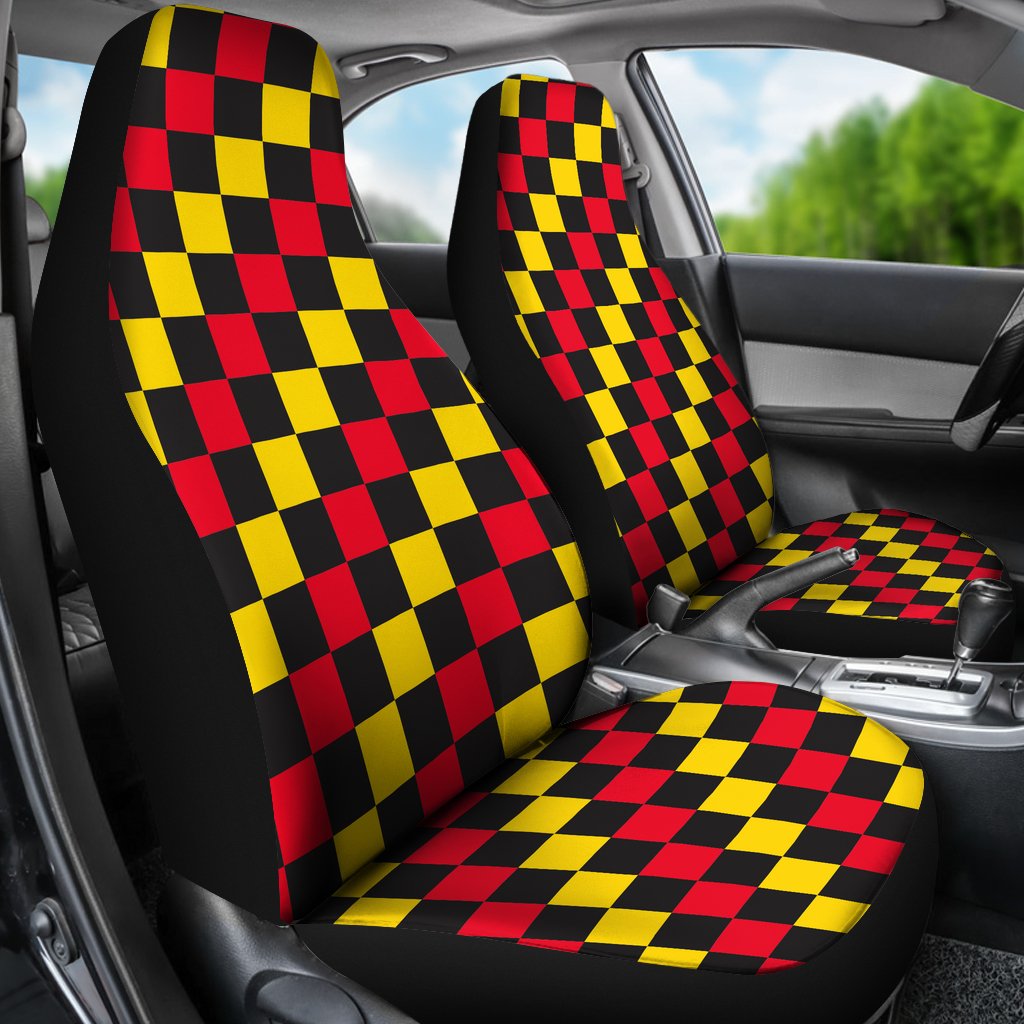 Red and yellow Check Print Universal Fit Car Seat Covers