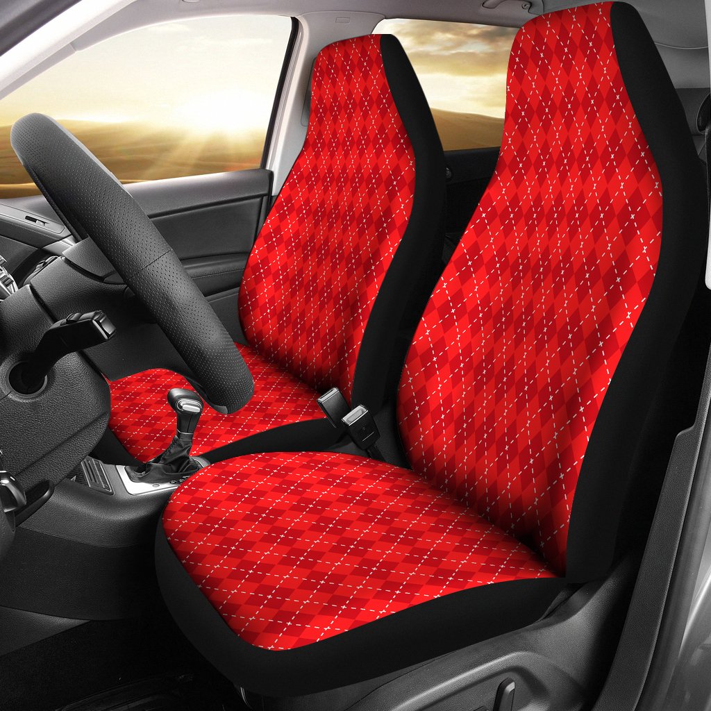 Red Argyle Print Universal Fit Car Seat Covers