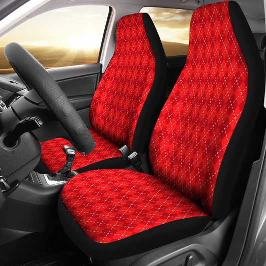 Red Argyle Print Universal Fit Car Seat Covers