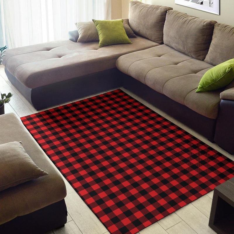 Red Black Buffalo Tartan Plaid Pattern Area Rugs-JTAMIGO.COM