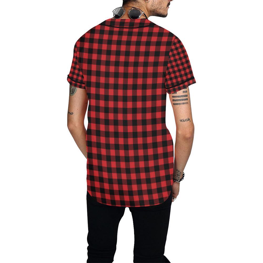 Red Black Buffalo Tartan Plaid Pattern Baseball Jersey-JTAMIGO.COM