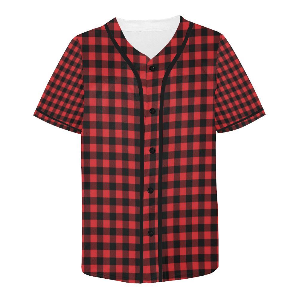 Red Black Buffalo Tartan Plaid Pattern Baseball Jersey-JTAMIGO.COM