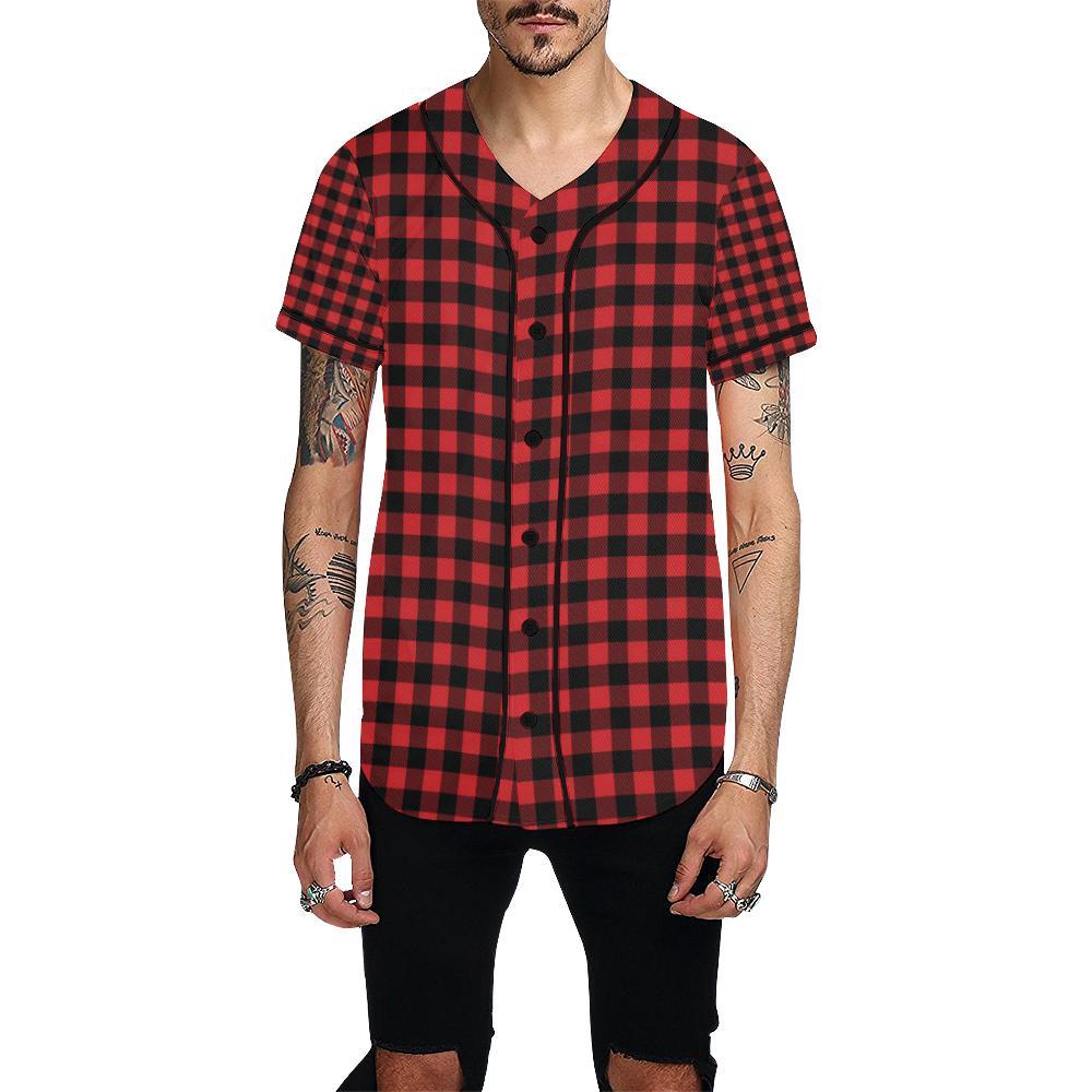 Red Black Buffalo Tartan Plaid Pattern Baseball Jersey-JTAMIGO.COM