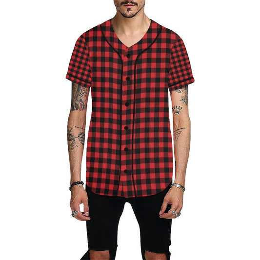 Red Black Buffalo Tartan Plaid Pattern Baseball Jersey-JTAMIGO.COM