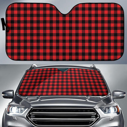 Red Black Buffalo Tartan Plaid Pattern Car Sun Shade For Windshield