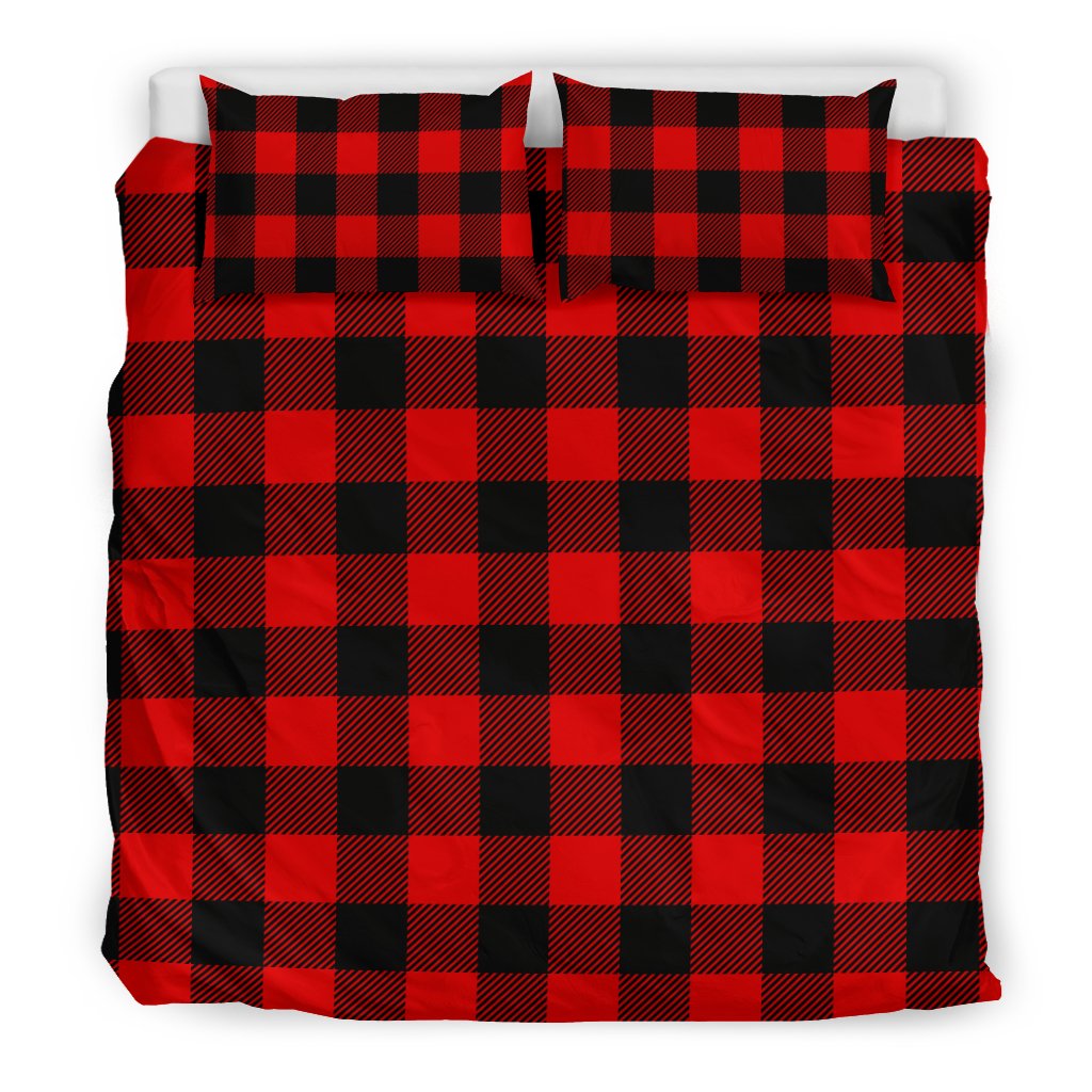 Red Black Buffalo Tartan Plaid Pattern Duvet Cover Bedding Set