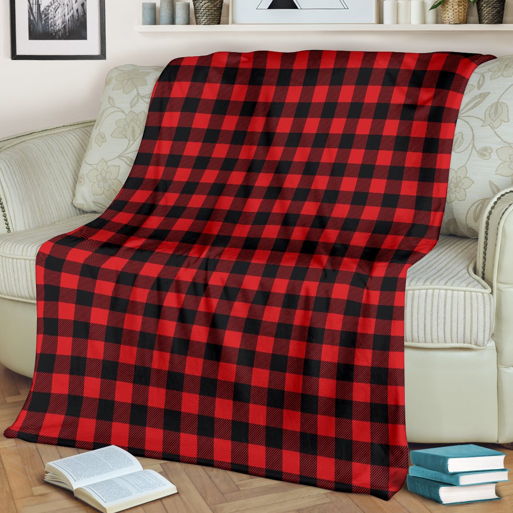 Red Black Buffalo Tartan Plaid Pattern Fleece Blanket