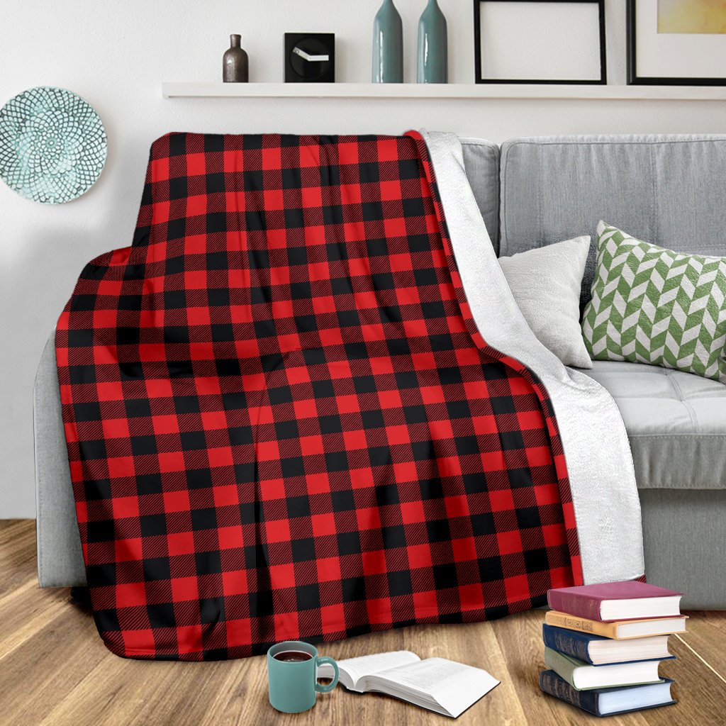 Red Black Buffalo Tartan Plaid Pattern Fleece Blanket