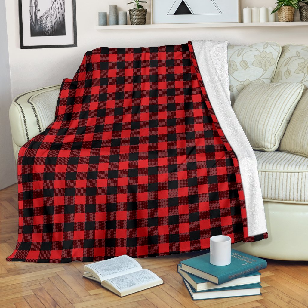 Red Black Buffalo Tartan Plaid Pattern Fleece Blanket