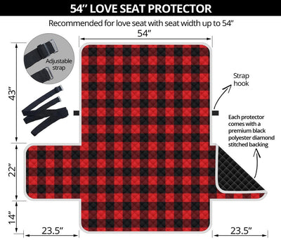 Red Black Buffalo Tartan Plaid Pattern Loveseat Sofa Protector-JTAMIGO.COM