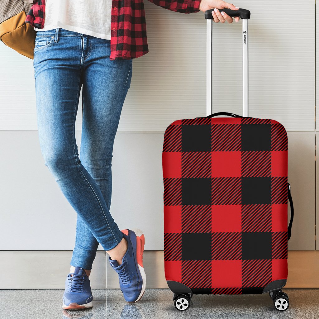 Red Black Buffalo Tartan Plaid Pattern Luggage Cover Protector