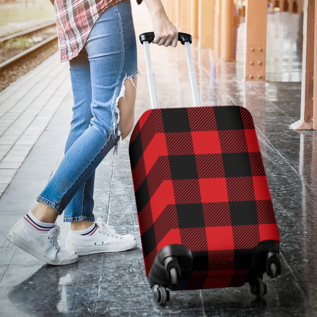 Red Black Buffalo Tartan Plaid Pattern Luggage Cover Protector