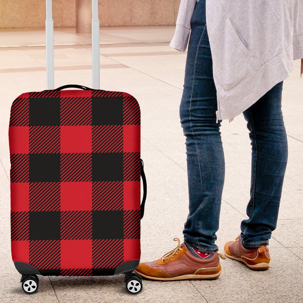 Red Black Buffalo Tartan Plaid Pattern Luggage Cover Protector