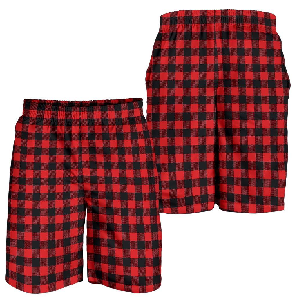 Red Black Buffalo Tartan Plaid Pattern Mens Shorts-JTAMIGO.COM
