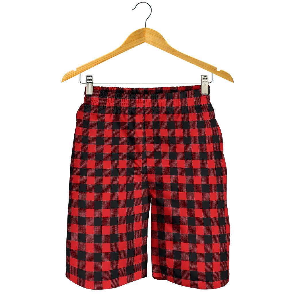 Red Black Buffalo Tartan Plaid Pattern Mens Shorts-JTAMIGO.COM