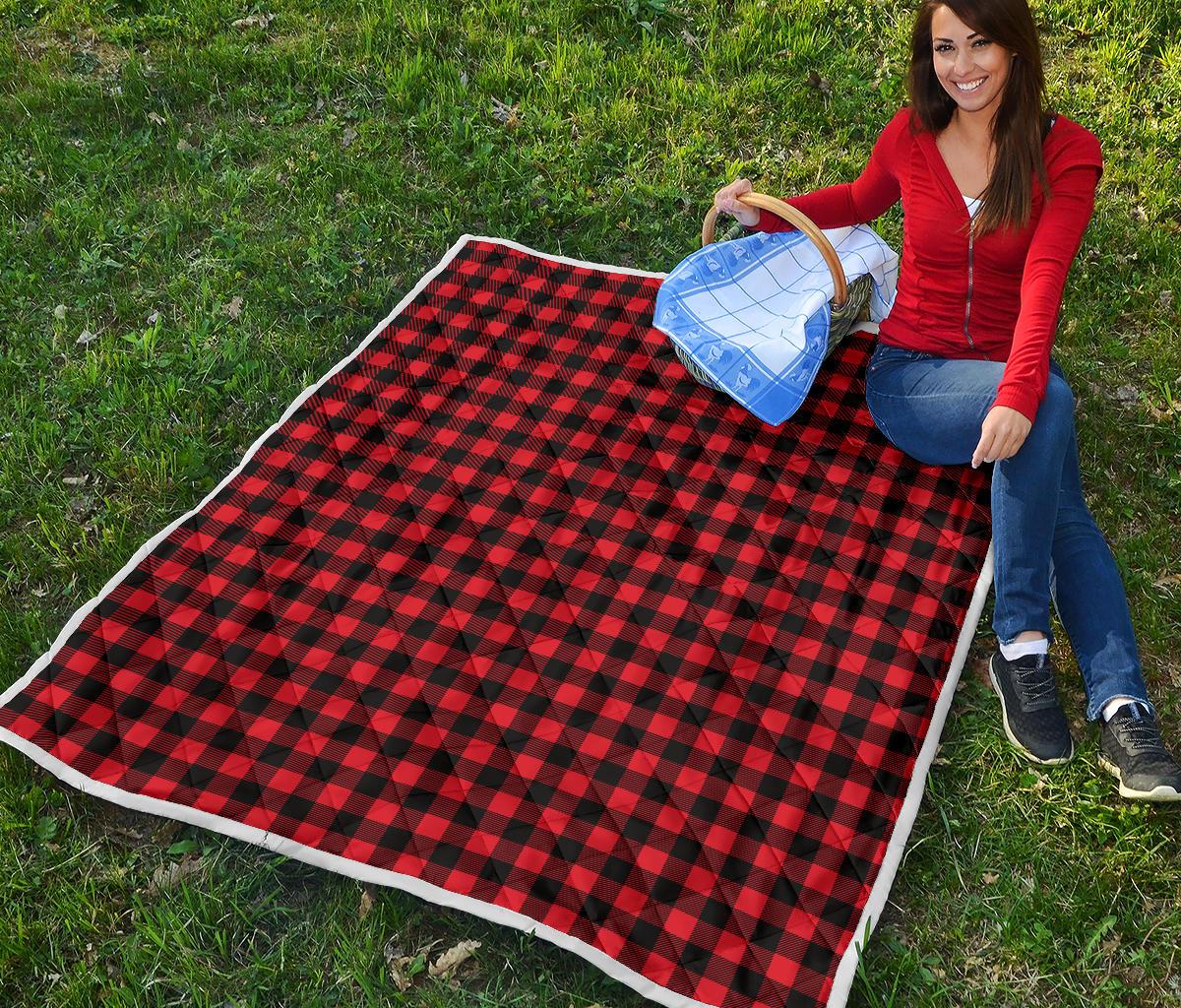 Red Black Buffalo Tartan Plaid Pattern Premium Quilt-JTAMIGO.COM