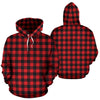 Red Black Buffalo Tartan Plaid Pattern Pullover Hoodie