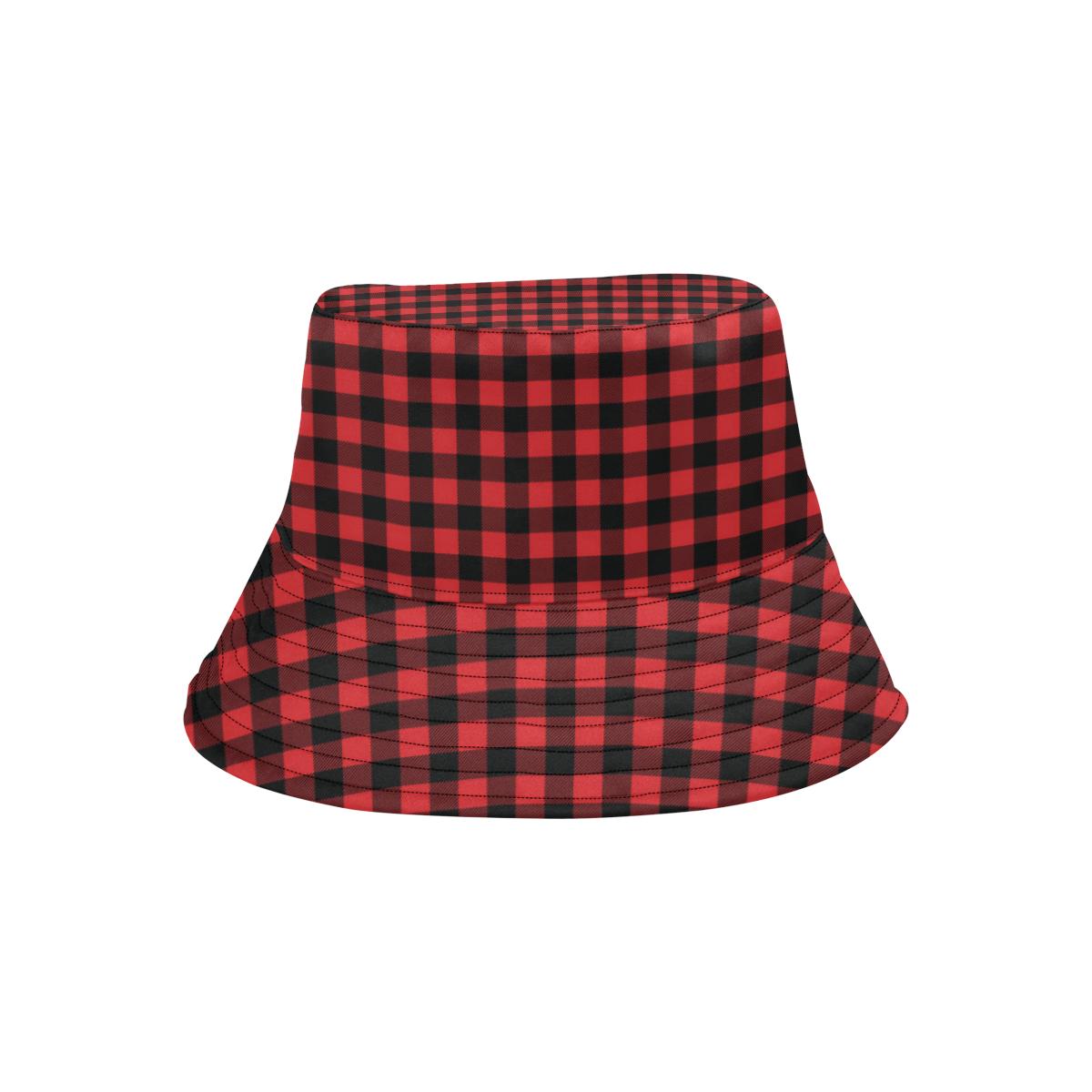 Red Black Buffalo Tartan Plaid Pattern Unisex Bucket Hat