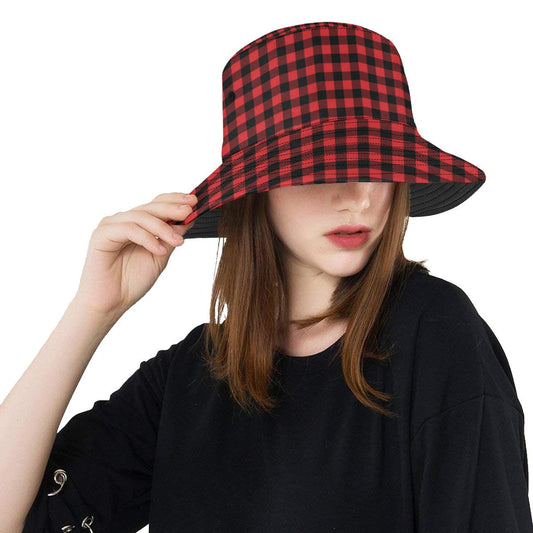 Red Black Buffalo Tartan Plaid Pattern Unisex Bucket Hat