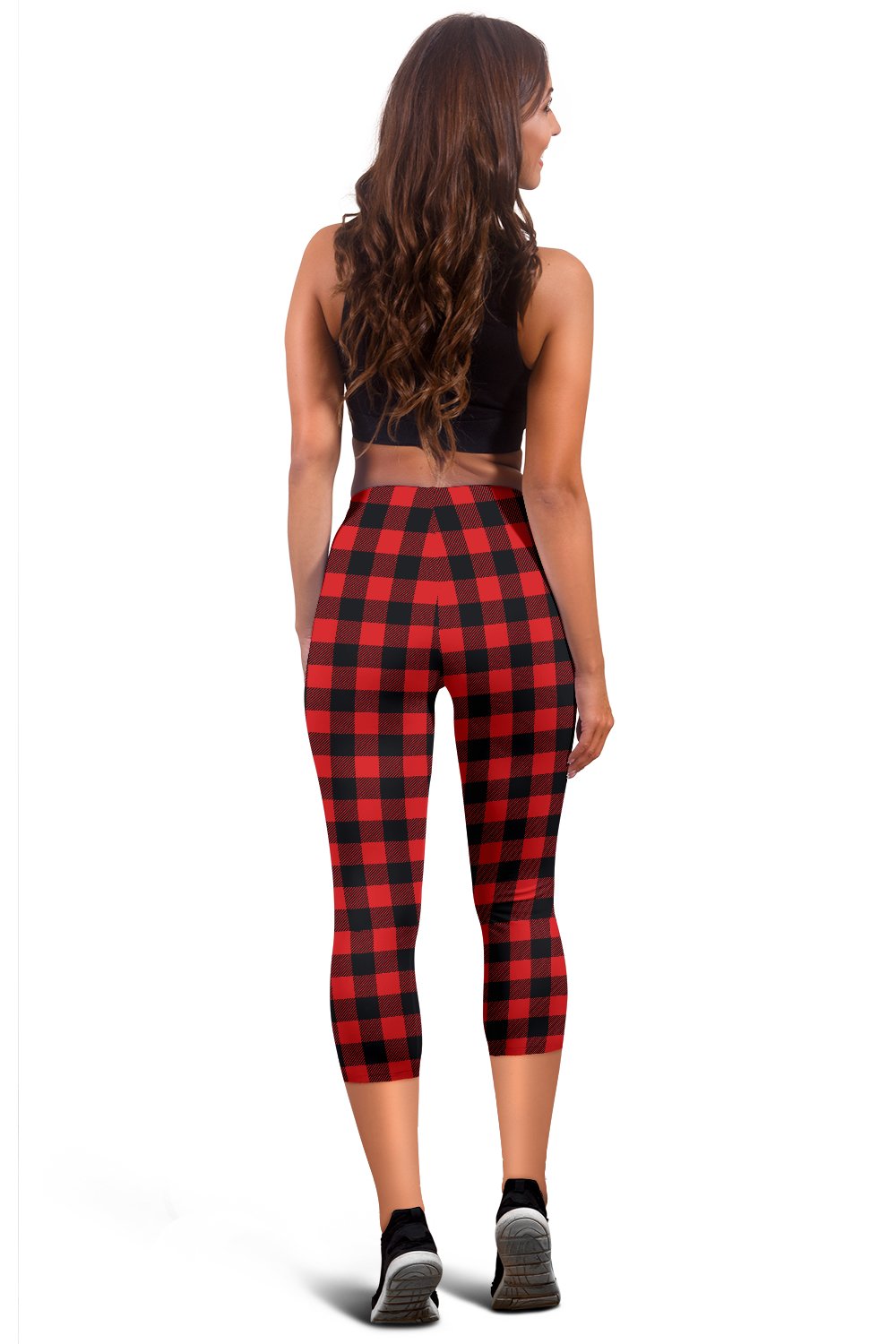 Red Black Buffalo Tartan Plaid Pattern Women Capris