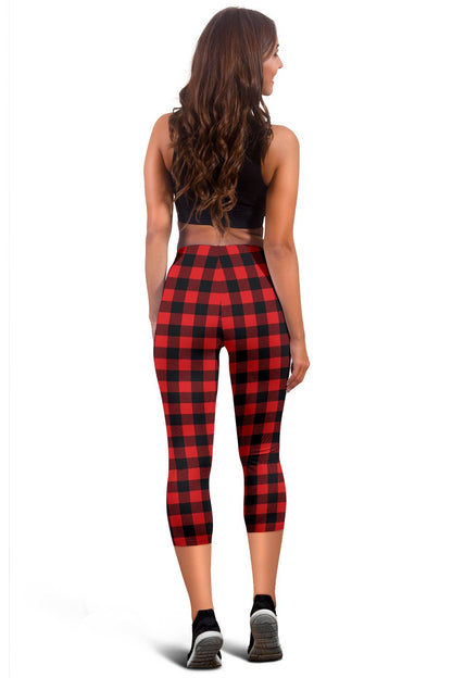 Red Black Buffalo Tartan Plaid Pattern Women Capris