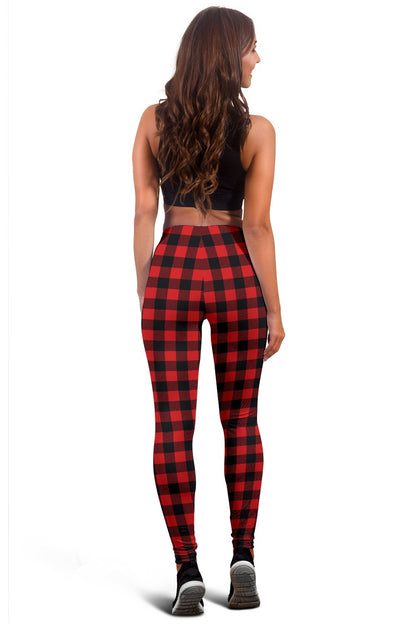 Red Black Buffalo Tartan Plaid Pattern Women Leggings