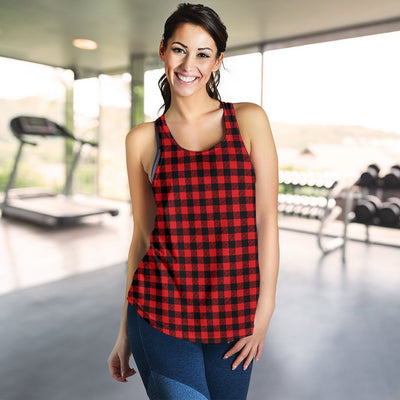 Red Black Buffalo Tartan Plaid Pattern Women Racerback Tank Top