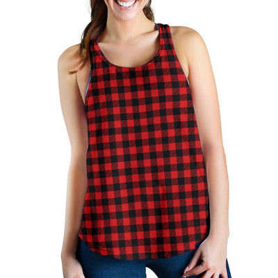 Red Black Buffalo Tartan Plaid Pattern Women Racerback Tank Top