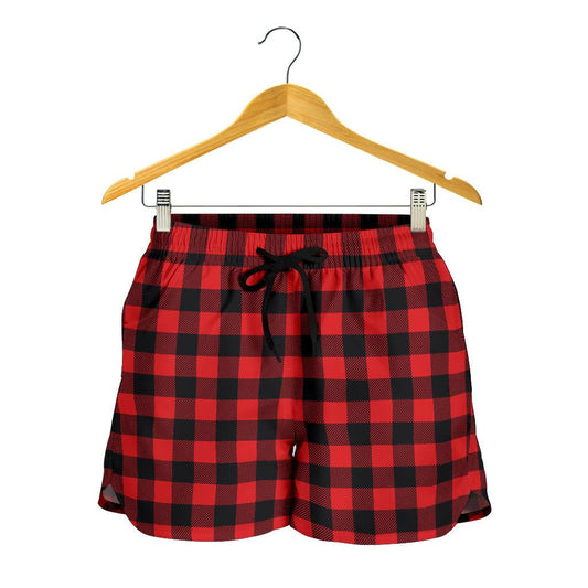 Red Black Buffalo Tartan Plaid Pattern Women Shorts-JTAMIGO.COM