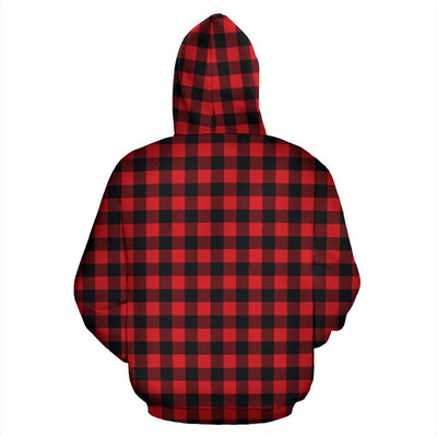 Red Black Buffalo Tartan Plaid Pattern Zip Up Hoodie