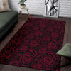 Red Rose Design Print Area Rugs-JTAMIGO.COM