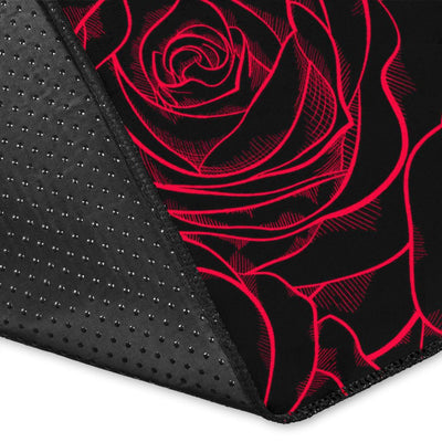 Red Rose Design Print Area Rugs-JTAMIGO.COM