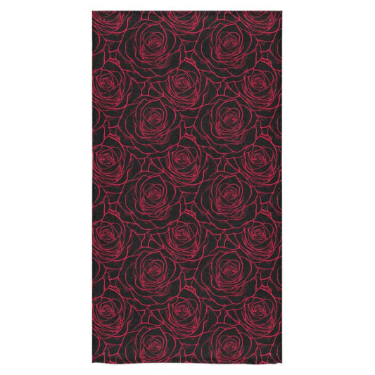 Red Rose Design Print Bath Towel 30"x56"-JTAMIGO.COM