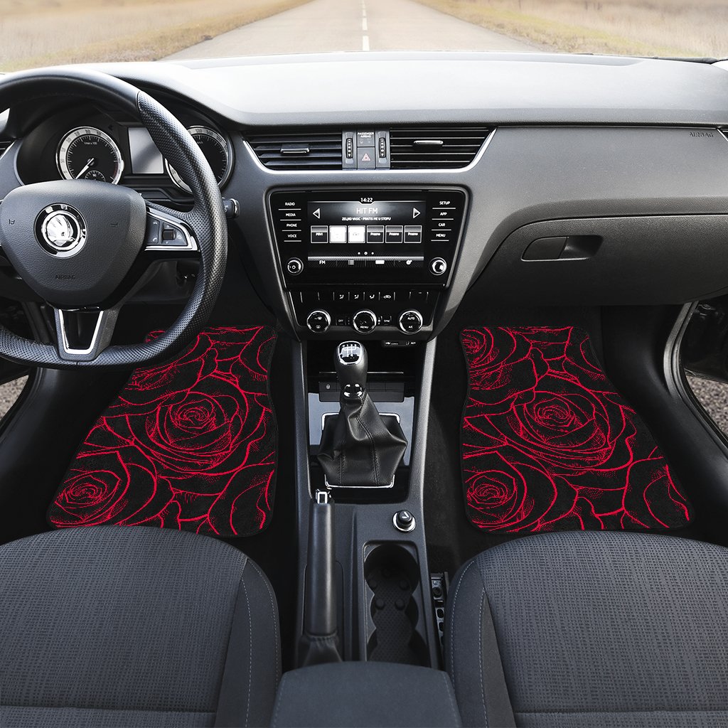 Red Rose Design Print Car Floor Mats