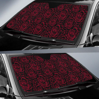 Red Rose Design Print Car Sun Shade For Windshield