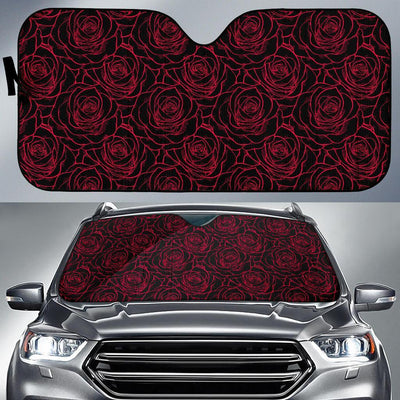 Red Rose Design Print Car Sun Shade For Windshield