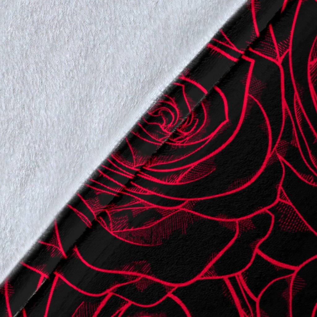 Red Rose Design Print Fleece Blanket