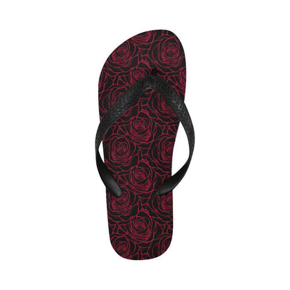 Red Rose Design Print Flip Flops-JTAMIGO.COM
