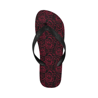 Red Rose Design Print Flip Flops-JTAMIGO.COM